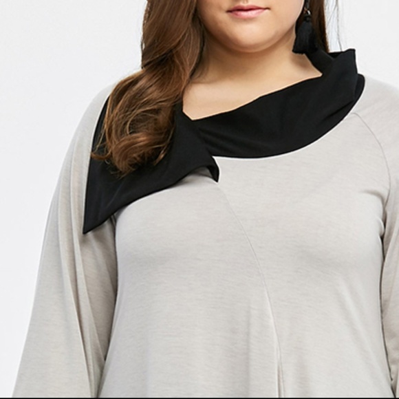 Plus Size Asymmetric Long Sleeve Tunic Top - Picture 5 of 7